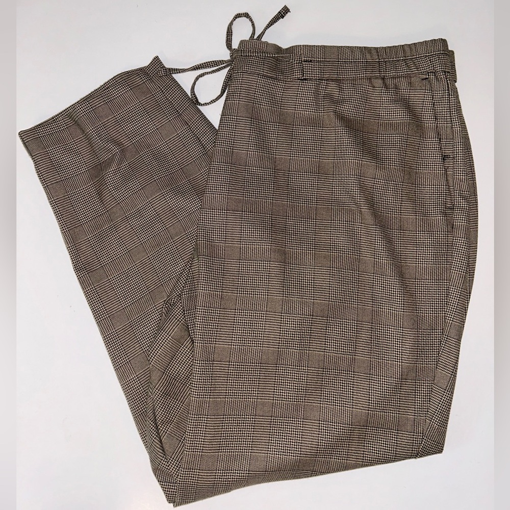 J. Jill women’s Tie Waist Pants black tan plaid Houndstooth Slim Ankle size 2X